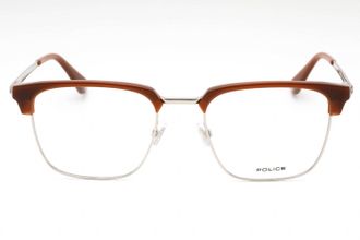 Police VPLL64 Rectangular Metal-Frame Eyeglasses - Brown