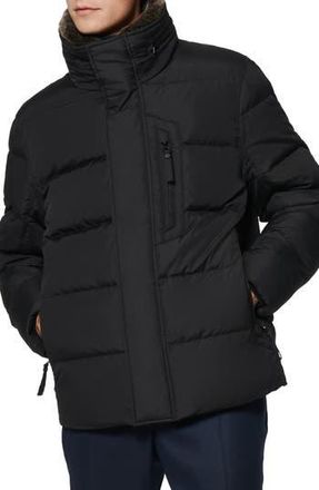 Andrew Marc Horizon Down & Feather Coat with Faux Fur Collar in Black at Nordstrom Rack, Size Xx-Large