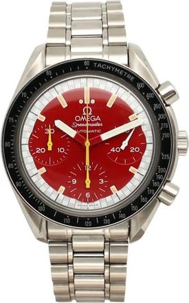 Omega Pre-owned Omega Speedmaster Michael Schumacher Chronograph Automatic Red Dial Mens Watch 3510.61.00