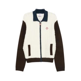 Casablanca Caf&eacute; Culture Wol Fleece Track Jacket - Heren - Vesten - Bruin - XL - Wol - Truien & Vesten