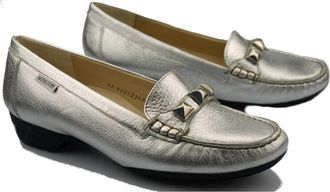 Mephisto Zilveren Leren Ballerinas - Dames - Loafers - Grijs - 37 1/2 EU - Leer - Schoenen