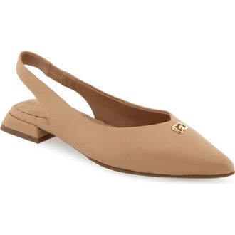 Aerosoles Nayana Pointed Toe Slingback Flat in B04 Beig B Leather at Nordstrom Rack, Size 7.5