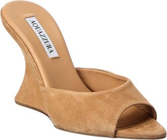 Aquazzura Bisous 95 Suede Wedge Sandal