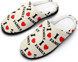 Generic I Love My Family Cotton Slippers for Women Indoor Outdoor Slipper Slip-On Memory Foam Home Shoes
