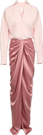 V:PM ATELIER Corynna draped satin-panel maxi dress - women - Cotton/Polyamide/Spandex/Elastane/Triacetate/Polyester - 38 - Pink