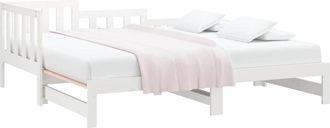 vidaXL Sof&aacute; Cama Extra&iacute;ble Sin Colch&oacute;n Blanco 2x(90x190) Cm Vidaxl