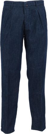 Incotex Indigo Tailored Cotton Linen Straight-Leg Pants