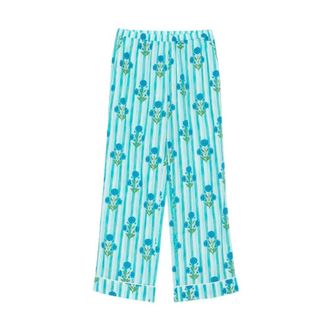 MC2 Saint Barth Wide Trousers, female, Multicolor, Size: S 08005L Cotton Mughal Stripes Piping Wide Trousers