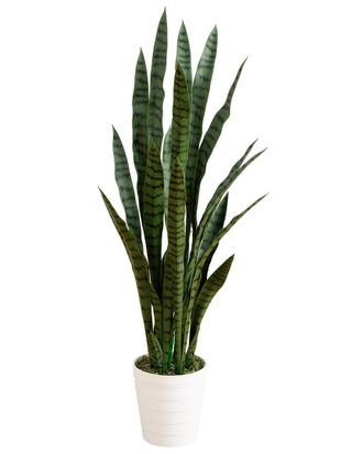 Nearly Natural 4Ft Indoor/Outdoor Uv-Resistant Artificial Sansevieria Plant In Decorative Planter