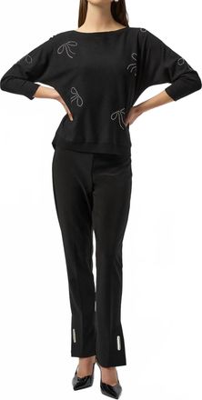Joseph Ribkoff Bow Knit Pullover Sweater In Black