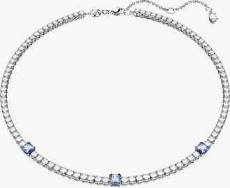 Swarovski Matrix Blue Mixed Cut Rhodium Plated Tennis Necklace 5666167 (M)