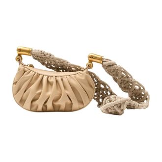 Balmain Eb&egrave;ne Mini Crossbody - Dames - Schoudertassen - Beige - ONE Size - Leer - Tassen