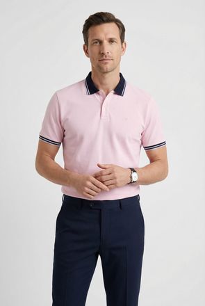Olymp Poloshirt OLYMP Casual, Herren, Gr. XL, rosa (rose), Piqu&eacute;, Obermaterial: 100% Baumwolle, Shirts Poloshirt, farbliche Kontrast-Details