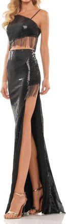 Colors Dress Side Cutout Sequined Prom Gown In Black