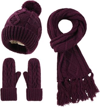 Generic Cyber of Monday 2024 Womens Winter Hat Sets Hat And Gloves Set Ladies Hat Scarf Gloves Men Russian Womens Hat Scarf Mens Scarves And Gloves Winter Sal
