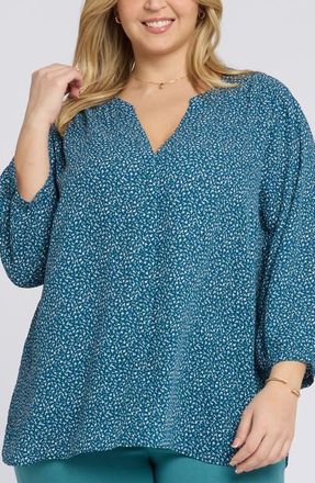 NYDJ Pintuck Top in Dune Ditsy at Nordstrom, Size 3 X