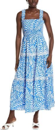 Anne Klein Smocked Linen-Blend Patio Dress