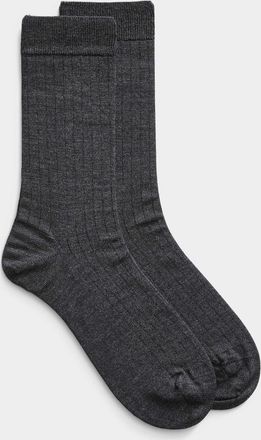 Bleuforêt Mens Finely ribbed merino wool socks
