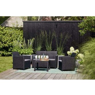 Keter Set da Giardino Divano 2 Poltrone e Tavolino Keter Marie lounge Grafite