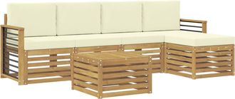 vidaXL Conjunto De Sof&aacute;s De Exterior 6 Uds. Blanco Y Crema Poli&eacute;ster Vidaxl