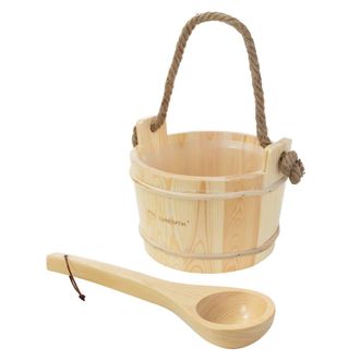 ECD Germany Accesorios para sauna set de 2 piezas de madera maciza de pino cubo 4L