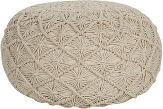 Beliani Pouffe Macram&eacute; BERKANE Cotton Beige