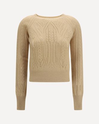 Ermanno Scervino Long sleeve cable knit and openwork cashmere Sweater Female 42
