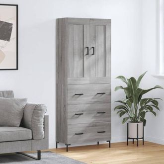 vidaXL Vidaxl - Aparador Alto Madera Contrachapada Gris Sonoma 69,5x34x180 Cm