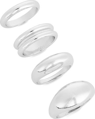 Leith 4-Pack Signet Rings in Silver at Nordstrom Rack, Size Small/medium