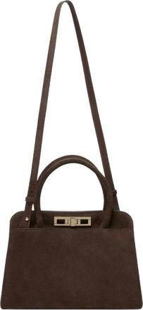 Fabiana Filippi Tassen, Dames, Bruin, ONE Size, Middelhoge Handtas met Metalen Accessoire