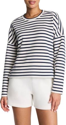 Spanx Air Essentials Stripe Sweatshirt in Yacht St P Tnavy at Nordstrom, Size X-Large