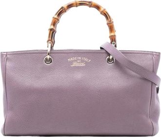 Gucci Pre-owned Handbags, female, Purple, Size: ONE SIZE Pre-owned Vintage Bamboo Handle Satchel