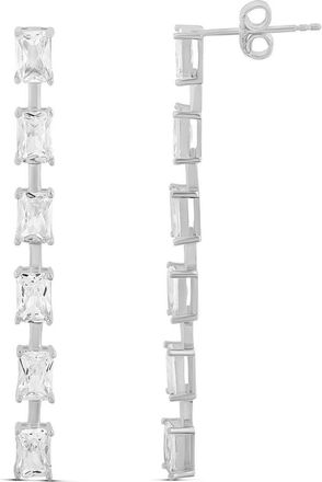 SHYMI Emerald Bar Drop Earrings in Silver at Nordstrom