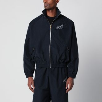 Willy Chavarria Pinstripe zip-up jacket with logo embroidery