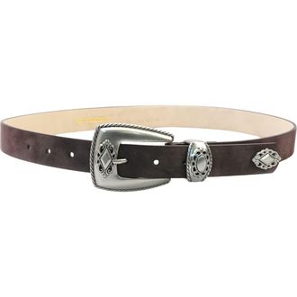 Petit Moments Spur Faux Leather Belt in Dark Brown Suede/Silver at Nordstrom, Size X-Small