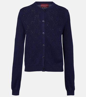 Gucci GG pointelle silk and cotton cardigan