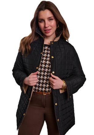 Jessica London Reversible Quilted Shirt Jacket in Black New Khaki at Nordstrom, Size 14