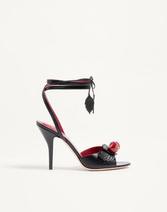 Valentino Garavani Sandalo Cherryfic In Capretto 100mm Donna NERO 36.5