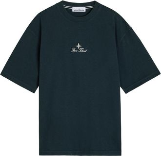Stone Island Embroidered Cotton T-shirt - Navy - XL