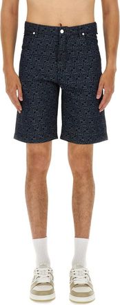 Fendi Ff Jacquard Denim Shorts-Uomo