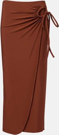 Max Mara Afoso gathered jersey wrap skirt