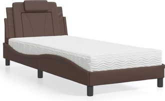 vidaXL Cama Con Colch&oacute;n Cuero Sint&eacute;tico Marr&oacute;n 80x200 Cm Vidaxl