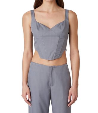 Nia Noa Pin Stripe Corset Top In Gray