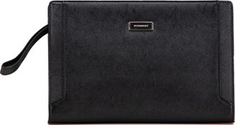 Burberry Pre-owned Womens Classic Pouch With Wrist Strap - Black Leather - One Size