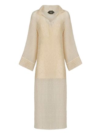 Taller Marmo Sestri midi-jurk met kraag - Beige