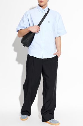 Ami Shirt With Embroidered Logo, Mens, Blue