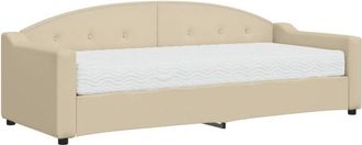 vidaXL Sofá cama con colchón tela crema 80x200 cm Vidaxl