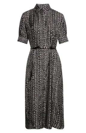Altuzarra Kieran Belted Silk Shirtdress in Black Bluebell at Nordstrom, Size 10 Us