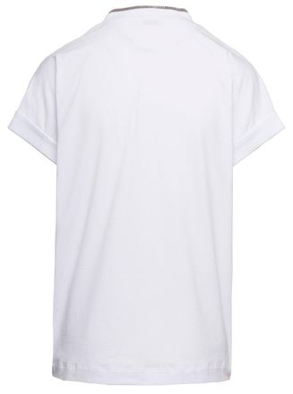Brunello Cucinelli Womens T-Shirt V-Neck Monile White Cotton T-Shirts & Jerseys