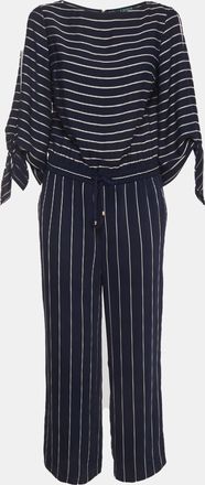 Ralph Lauren Lauren Ralph Lauren Navy Blue Stripe Crepe Jumpsuit